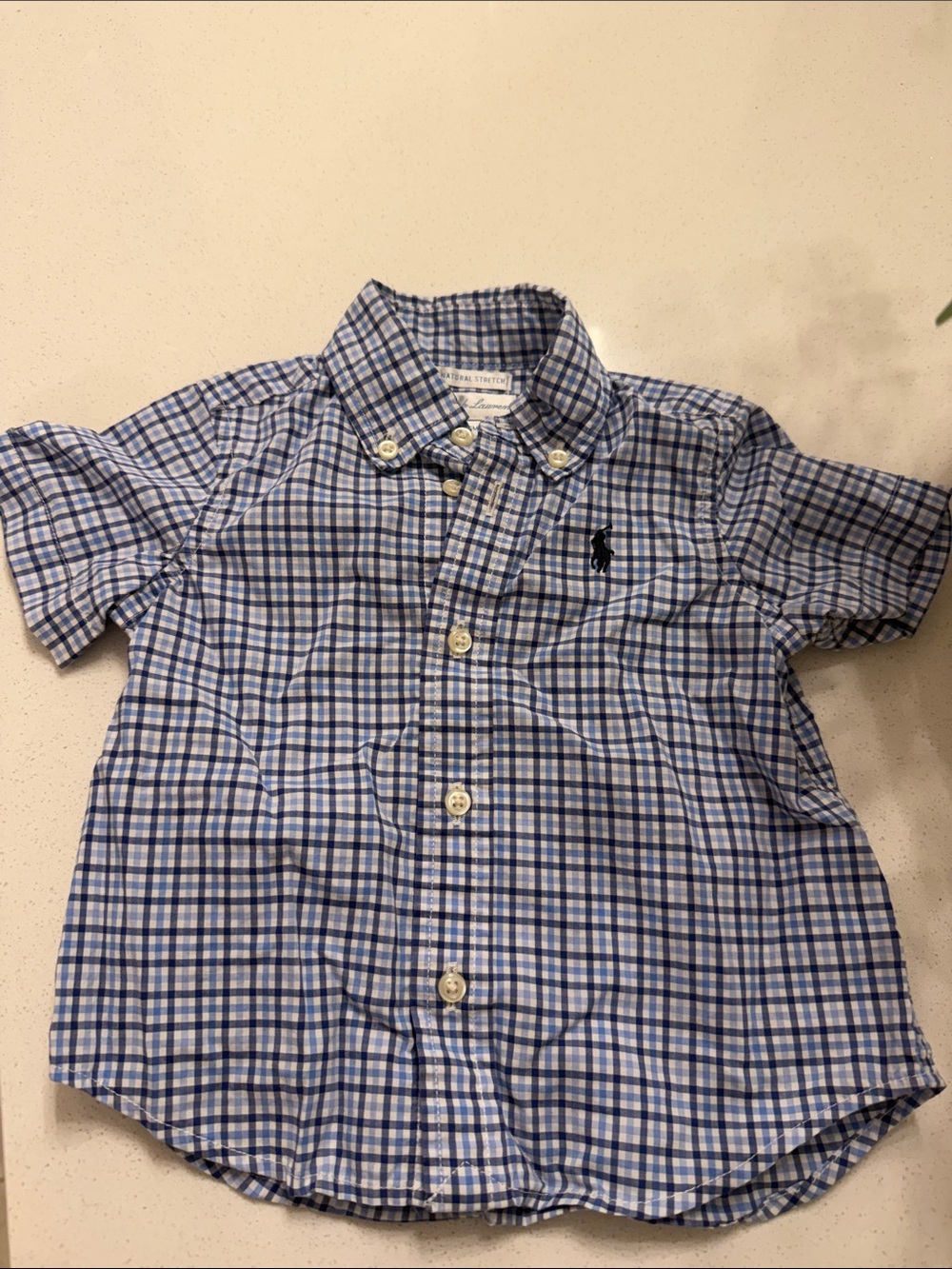 Polo by Ralph Lauren Blue & White Plaid Short-Sleeve Button-Down Shirt